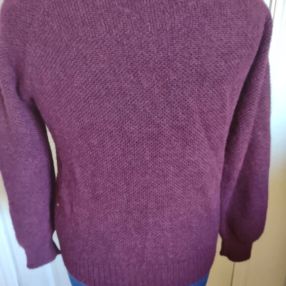 Peruvian Connection Purple Alpaca High-Collar Sweater Handmade Peru - Picture 4 of 10